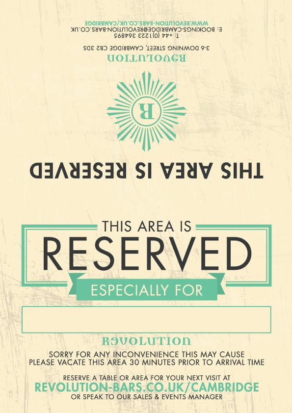 REVOLUTION RESERVE SIGNS